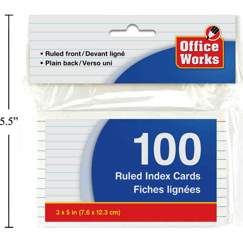 Tarjeta de índice de 100 piezas de 3 "x5", pautada por pbh