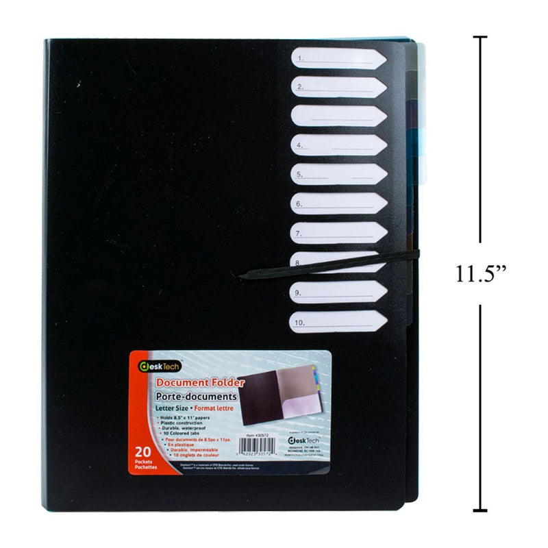 Carpeta de documentos de plástico Desk Tech con lengüeta, 11.5 "x9.5"