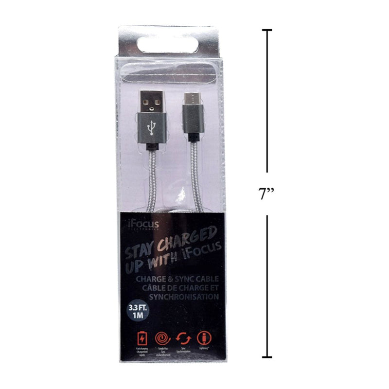 iFocus, cable de carga y sincronización 1M tipo C, gris, caja de pvc + bandeja