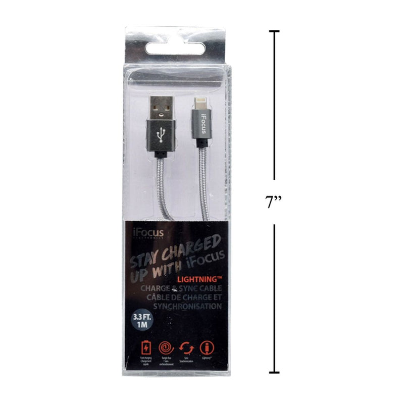 iFocus, 1M Cable de carga y sincronizacion, gris, caja de pvc + bandeja