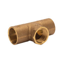 Conector T de cobre de 3/4" x 3/4" x 1/2" con entrada hembra