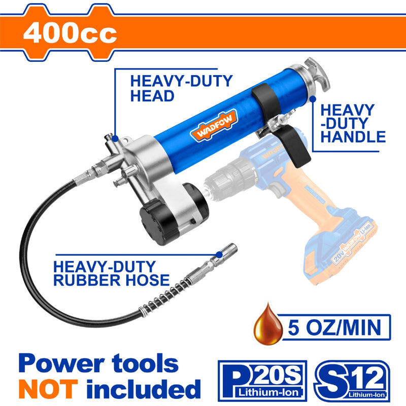 Pistola de Engrase para adaptar a taladro inalámbrico. Capacidad 400CC / 14Oz para engrasar