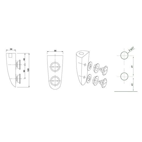 Pivote superior de puerta. Satinado.