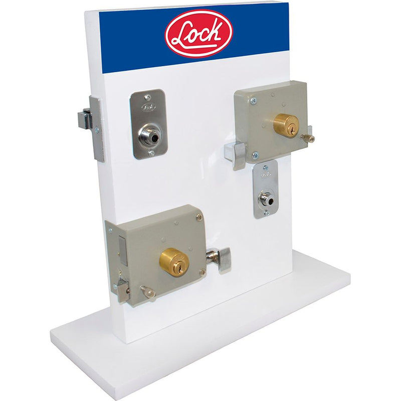 Exhibidor con cerrraduras de sobreponer y de barra Lock