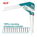 Soportes de Repisas 4x5" Esp. 1mm. 6 puntos de fijación. Cap. 20Kg (por par). Set de 2 piezas. Pie de amigo escuadras