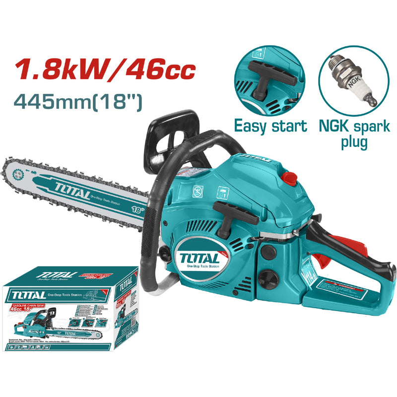 Motosierra 46 cc 1.8 kw. 3100 (+/- 300) rpm. de 18".