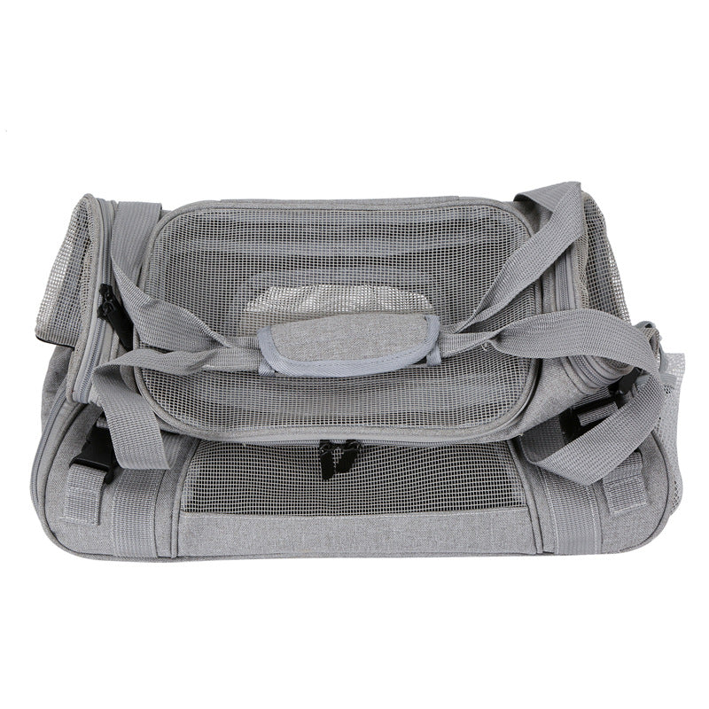 Bolsa transportadora para mascotas. Color Gris. Tamaño 45x24x28cm.