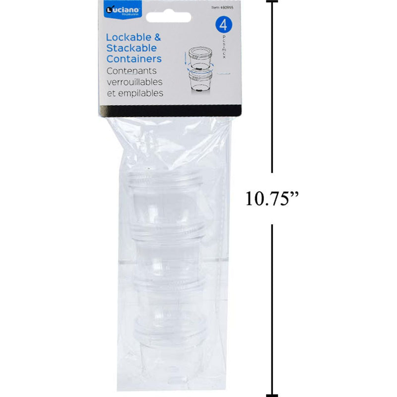 Mini contenedor Luciano de 4 piezas, transparente, bloqueable y apilable