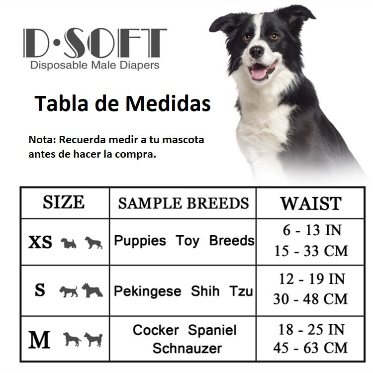 Pañales desechables para mascotas super absorbente. Tamaño Pequeño
