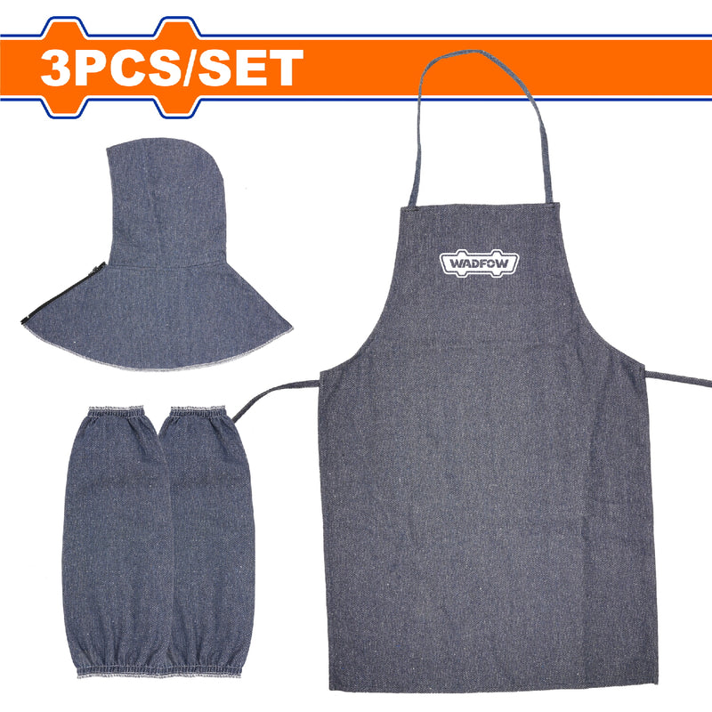 Delantal, manga y sombrero de mezclilla para soldador. Brinda protección. Set de 3 piezas. Para soldar