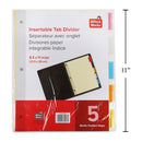 Divisores PaperTab insertables de 5 piezas, 8.5 "x 11"