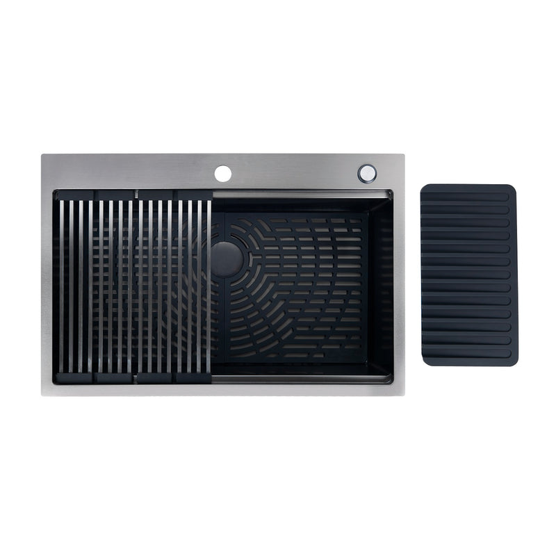 Fregador de acero inoxidable 30" x 20" x 9". Calibre 16. ONTARIO