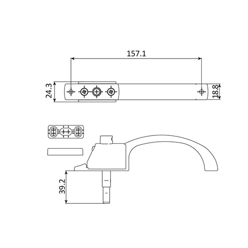 Cierre de traslape con manilla para ventana o puerta corrediza. Acabado color negro.