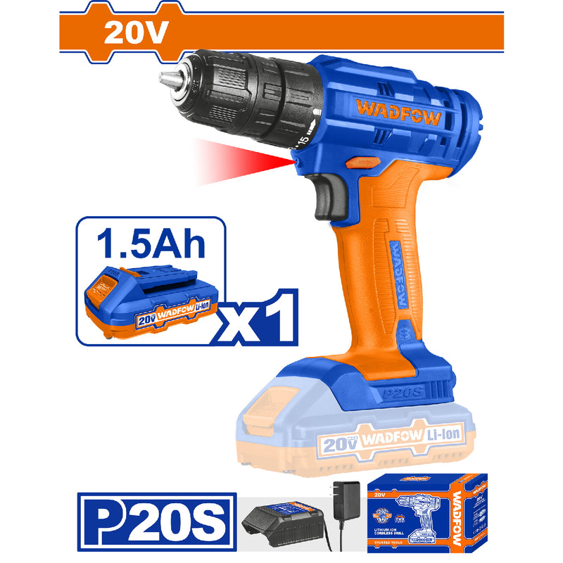 Taladro drill inalámbrico de 20V 1/32-3/8" 35Nm  Incluye batería y cargador