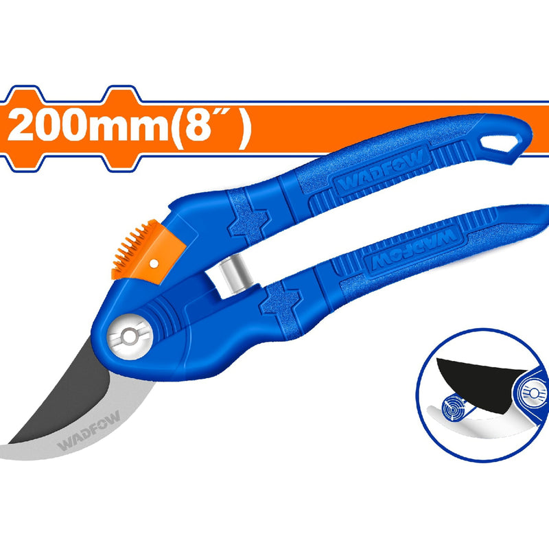 Tijera para podar 200mm(8"). Alta calidad. Cuchilla de acero al carbono.