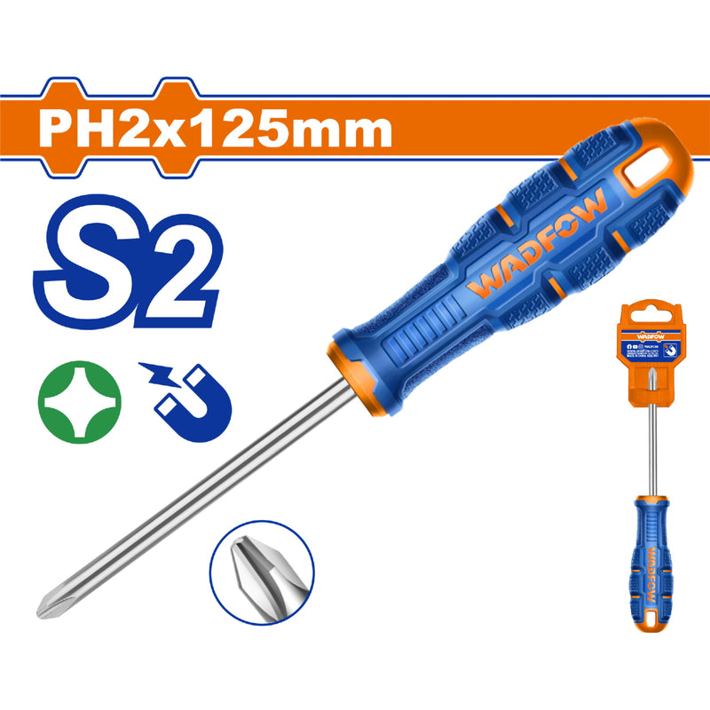 Destornillador Phillips 6x125mm Material de la hoja: S2 Tipo de punta: Phillips PH2 Magnético