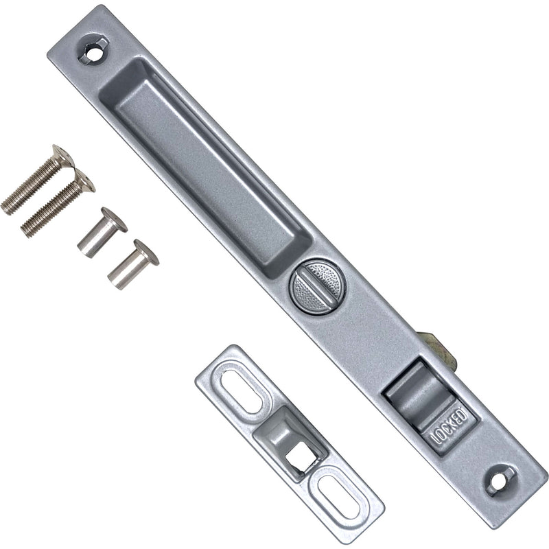Cierre Embutido Manual para Ventana y Puerta Corredera. Aleacion de Zinc. Incluye Recibidor y Gancho