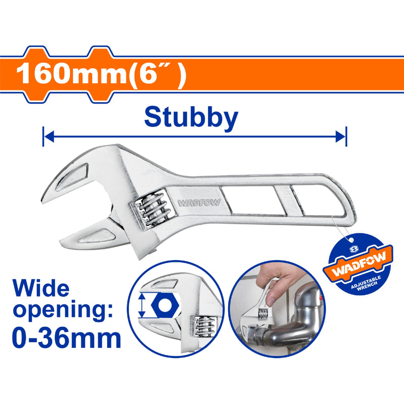 Llave Inglesa Ajustable de 6" apertura: 0-36mm. Cromado. Térmico.