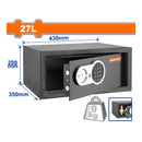Caja fuerte de seguridad eléctrónica 27L. 200 x 430 x 350mm. Registra 3 a 8 dígitos.