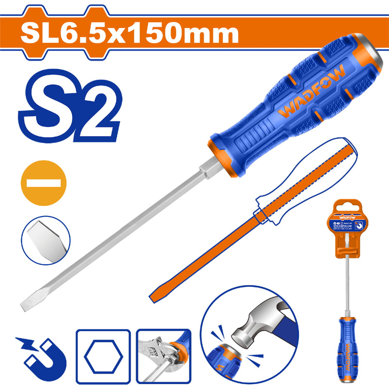 Destornillador Pasante Plano 6x150mm Material de la hoja: S2 Tipo de punta:SL 6.5 Magnético