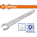 Llave para tanque de gas 9" 230mm. Tamaño: 7/8" (22mm). Cromado. Acero al carbono