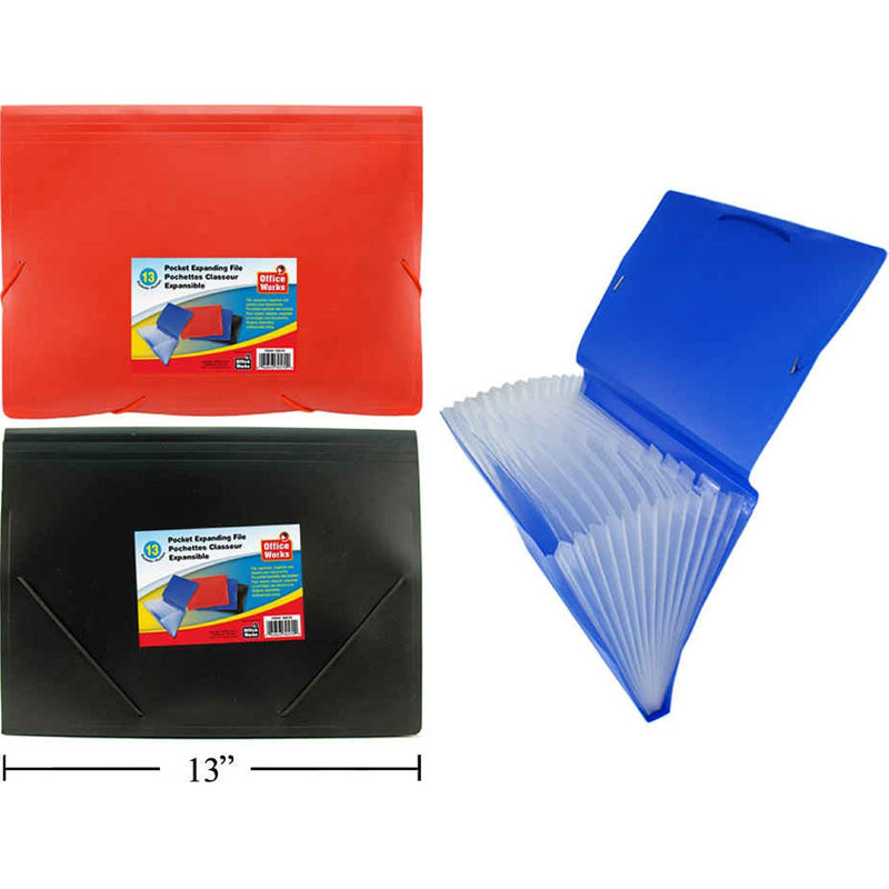 Carpeta porta documentos de 13 bolsillos 13x9.5 "  (1pza) (Viene en colores variados al azar)