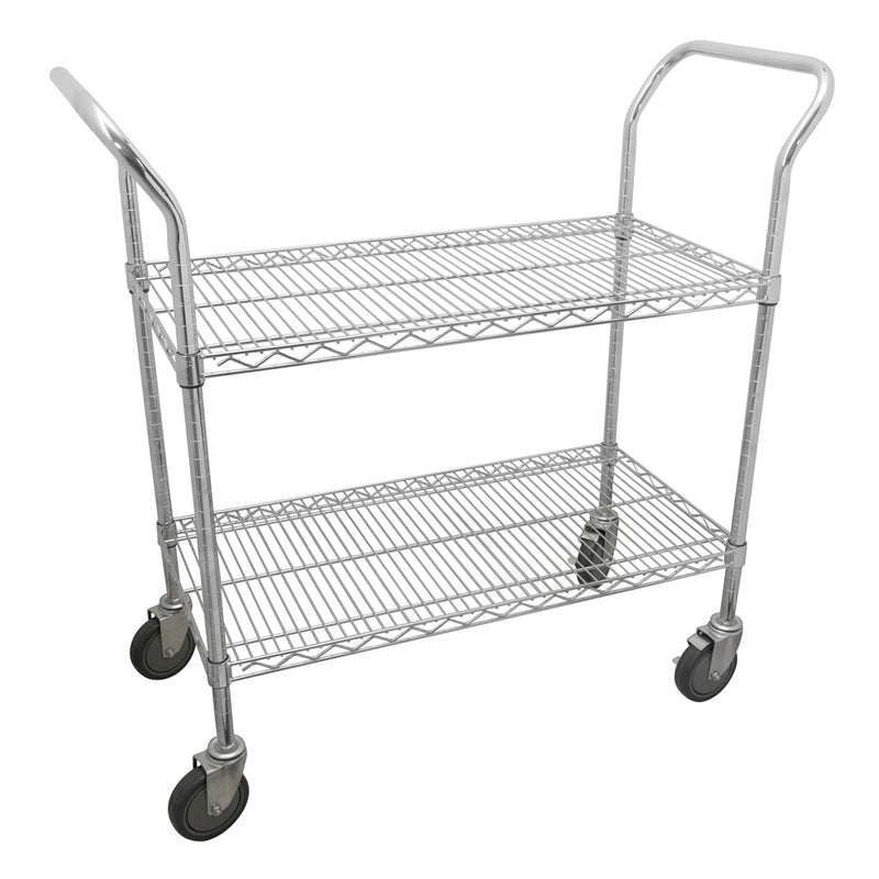 Carrito utilitario con 2 repisas de 24"x18" cromado Urrea