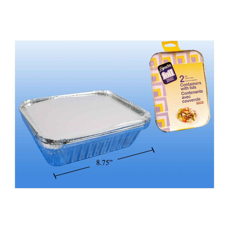 Recipiente de aluminio de 2 piezas y 3 lb con tapas, 8.75 "x6.75" x2 "