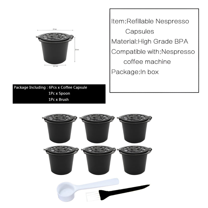 Kit de 6 Cápsula de Café NESPRESSO reutilizables de plástico.