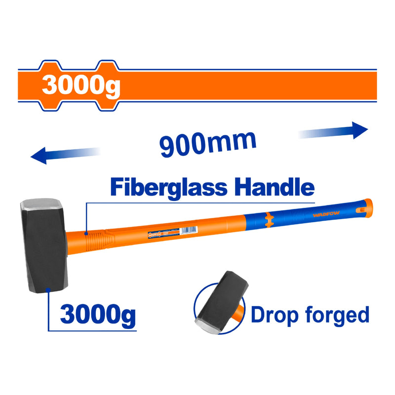 Mazo 3Kg. Mango fibra vidrio.Tratamiento térmico. Acero