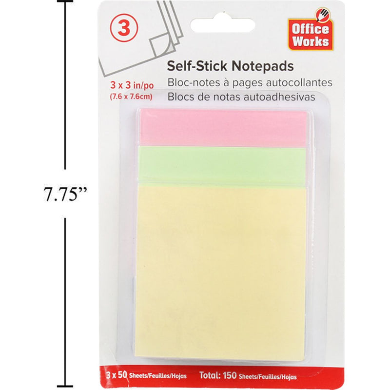 Paquete de 3 notas adhesivas de 3 x 3 " post it