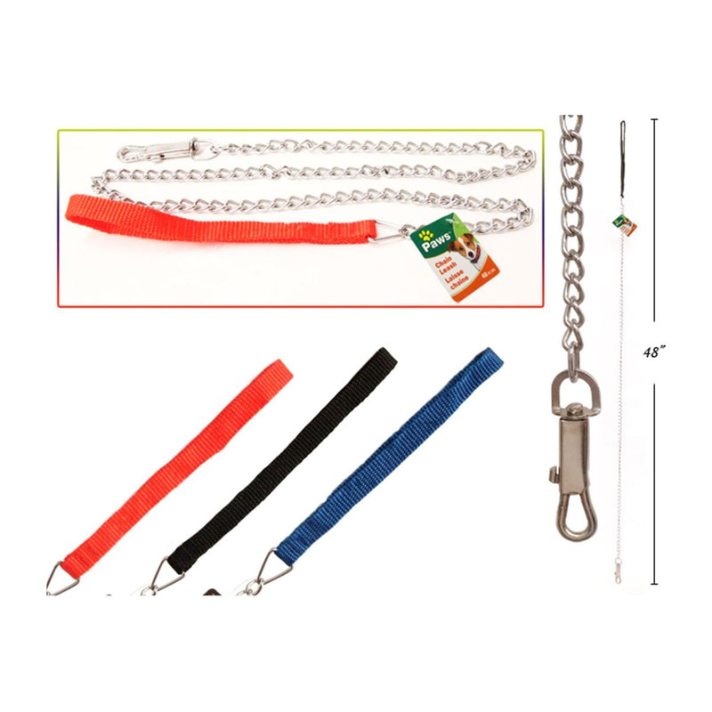 Cadena para perros 48 "con mango de nailon (Viene en colores variados al azar)  (1pza)