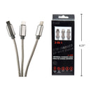 iFocus, cable de carga y sincronización 3 en 1 de 1,2 M, plateado, bandeja cbx +