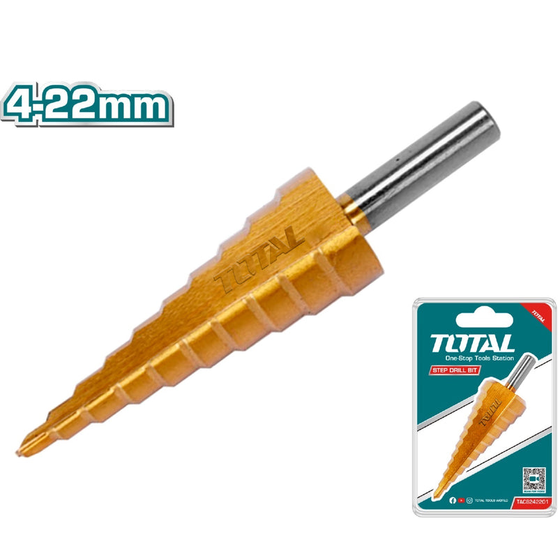 Broca Escalonada. 4-22mm. Para Metal. Chapado en Titanio.