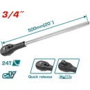 Mango Ratchet con liberación rápida. 3/4" Cr.Mo. 500 mm (20") 24T.