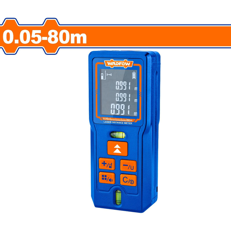 Medidor laser rango 0.05-80m. Precisión de medición: ±2.0mm. Con función de apagado.