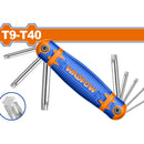 Llave Torx. Estilo navaja T9-T40. Tratamiento térmico y placa cromada. Cr-V (8 pzas.)
