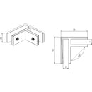 Clip para Vidrio, 90 grados, Vidrio - Vidrio, AISI304, SATIN