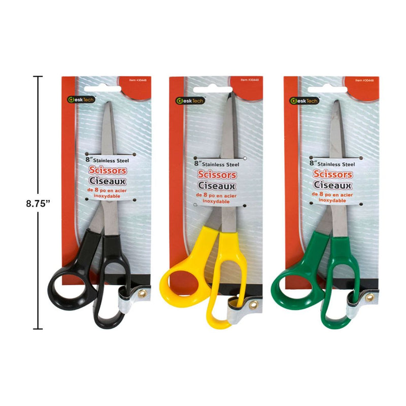 Tijeras Desk Tech 8 "S / S con mango de plástico (1pza) (Viene en colores variados al azar)