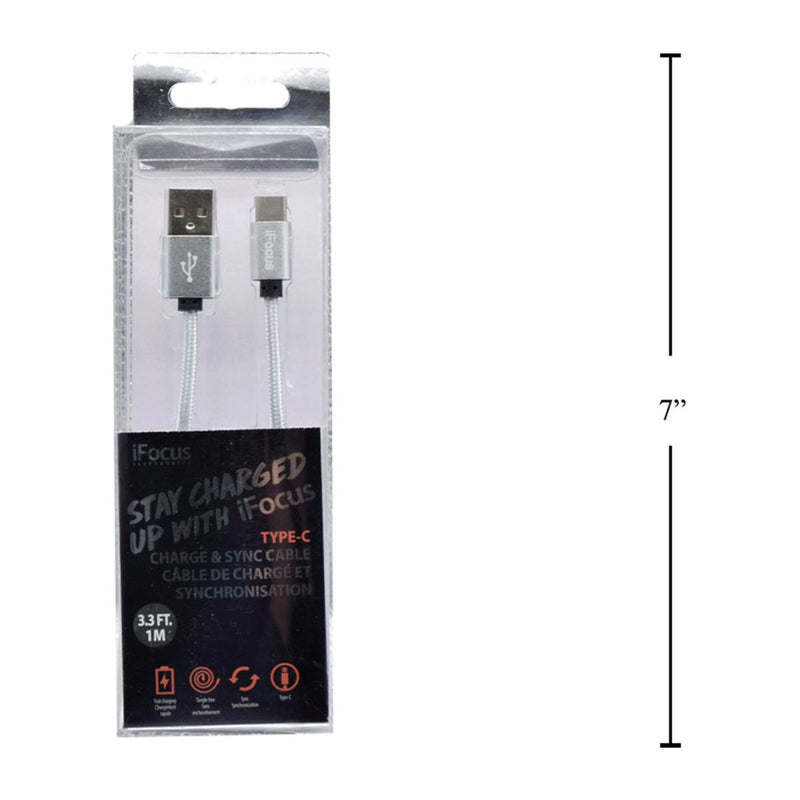 iFocus, cable de carga y sincronización 1M tipo C, plateado, caja de pvc + bandeja