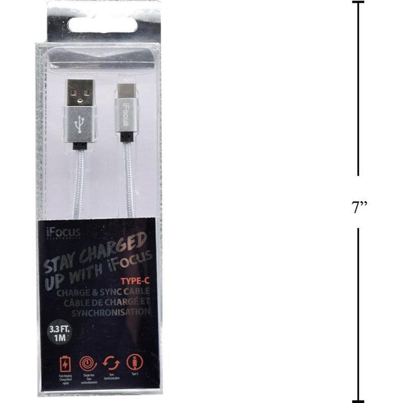 iFocus, cable de carga y sincronización 1M tipo C, plateado, caja de pvc + bandeja