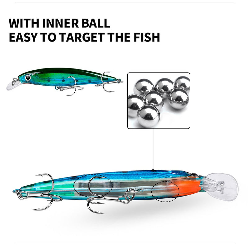 Señuelo Minnow verde anzuelo triple 11 cm.