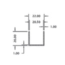 Uchanel inox 20 mm glass. 3 mts largo.T-304. acabado brillante.  (D1G001.24 -G003.3)