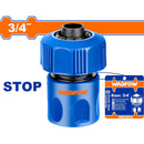 Conector rápido para manguera con adaptador de 3/4".Con función para detener el agua.