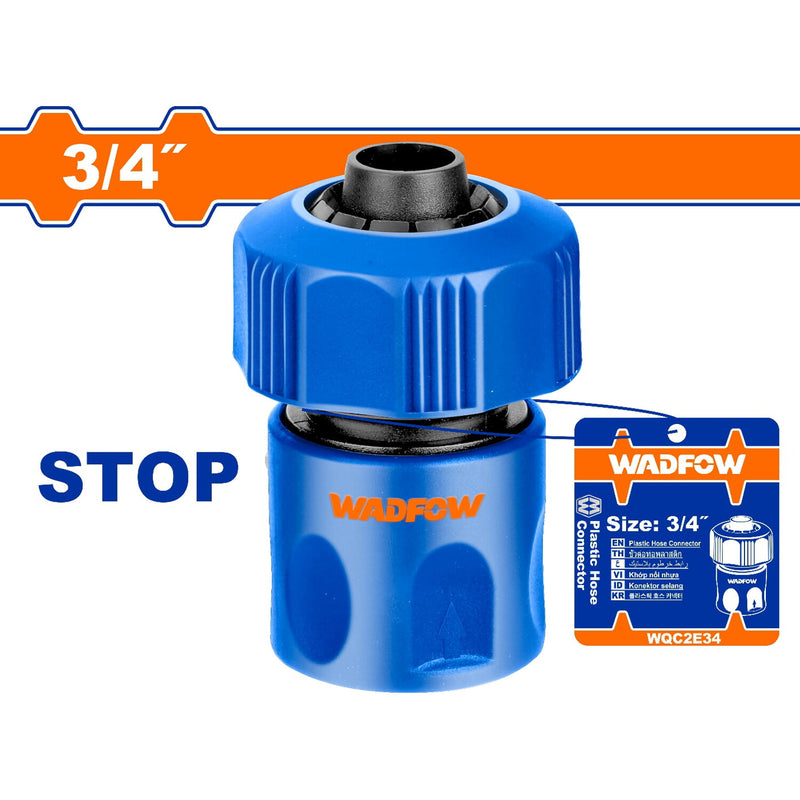 Conector rápido para manguera con adaptador de 3/4".Con función para detener el agua.