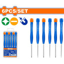 Destornilladores de precisión. Cr-V. Magnético. Punta plana y Punta estrella. Incluye 6 piezas.