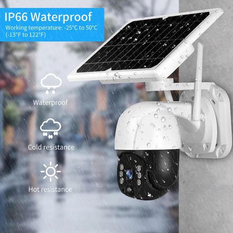 Cámara de seguridad solar, 360° a prueba de agua. Con wifi. 3MP.