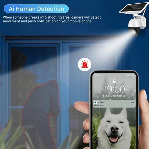 Cámara de seguridad solar, 360° a prueba de agua. Con wifi. 3MP.