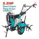 Moto azada motocultor diésel para arar la tierra cultivador 5.2HP Alcance de labranza 1200mm