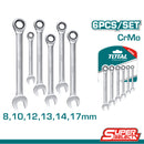 Llaves inglesas con Ratchet Size:8-17mm 8mm,10mm,12mm,13mm,14mm,17mm. CR-V. 6 piezas.